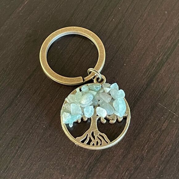 Tree of Life Natural Green Jade (Jadeite Jade) Crystal Keychain - Picture 9 of 16